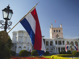 Paraguayan Flags in Front of Palacio De Gobierno (Government Palace)  Asuncion  Paraguay