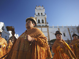 Women Dancing in Festival in Plaza 25 De Mayo  Sucre (UNESCO World Heritage Site)  Bolivia