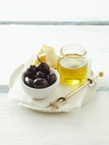 Olives  Olive Oil and White Bread