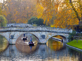 UK  England  Cambridge  the Backs  Clare and King's College Bridges over River Cam in Autumn