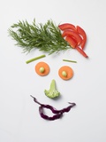 Amusing Face Made from Vegetables and Dill