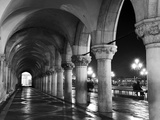 Columns of the Doge's Palace at Night  Venice  Veneto Region  Italy