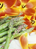 Heralds of Spring: Green Asparagus and Tulips