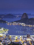 View of Sugar Loaf Mountain (Pao Do Acucar) and Botafogo Bay at Dusk  Rio De Janeiro  Brazil