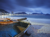 Fishing Boats on Copacabana Beach at Dusk  Rio De Janeiro  Brazil