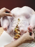 Closing Up Stuffed Turkey with Kitchen String