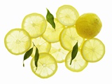 A Whole Lemon  Lemon Slices and Leaves