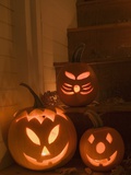 Pumpkin Lanterns for Halloween on Stairs