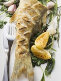 Fried Sea Bass with Herbs  Garlic and Lemon