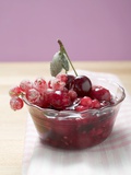 Red Berry Compote in Glass Dish