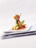 Fried Prawns with Okra Pods in Tempura Batter