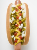 Hot Dog with Relish  Mustard  Ketchup and Onions