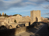 Romanesque bridge over the Fluvia river  Besalu  Girona  Spain