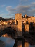 Romanesque bridge over the Fluvia river  Besalu  Girona  Spain