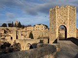 Romanesque bridge over the Fluvia river  Besalu  Girona  Spain