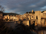 Romanesque bridge over the Fluvia river  Besalu  Girona  Spain