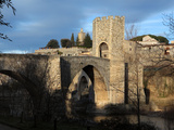 Romanesque bridge over the Fluvia river  Besalu  Girona  Spain