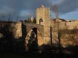 Romanesque bridge over the Fluvia river  Besalu  Girona  Spain