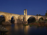 Romanesque bridge over the Fluvia river  Besalu  Girona  Spain