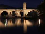 Romanesque bridge over the Fluvia river  Besalu  Girona  Spain