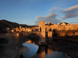 Romanesque bridge over the Fluvia river  Besalu  Girona  Spain