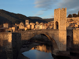 Romanesque bridge over the Fluvia river  Besalu  Girona  Spain