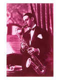 Man with Saxophone in Purple