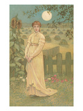 Woman Standing by Harvested Field