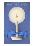 Happy Hanukkah  Candle and Ribbon