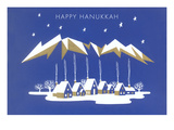 Happy Hanukkah  Village under Geometric Clouds