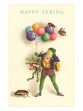 Happy Spring  Frog with Balloons