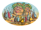 Vintage Happy New Year  Smiling Kegs