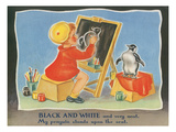 Black and White Penguin  Chalkboard