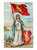 Woman with Flag and Seal of Finland