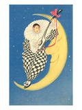 Pierrot Playing Mandolin on Moon