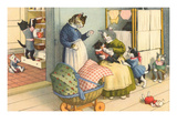 Cats in Domestic Porch Scene