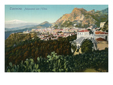 Mt Etna from Taormina  Sicily  Italy