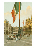 Italian Flag in San Mark's Square  Venice