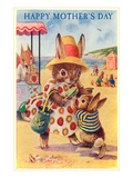 Happy Mother's Day  Mama Rabbit at Beach