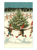 Elves Dancing around Christmas Tree