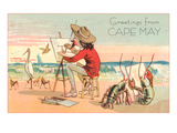 Greetings from Cape May  New Jersey  Artist on Beach