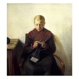 A Young Girl Knitting  Maren Brens  1887