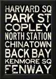 Boston MBTA Stations Vintage Subway RetroMetro Travel Poster