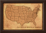 United States Vintage Style Map Poster Print
