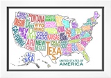 United States of America Stylized Text Map Colorful
