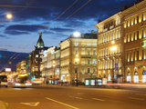 Nevsky Prospekt at Night  St Petersurg  Russia  Europe