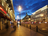 Nevsky Prospekt at Night  St Petersurg  Russia  Europe