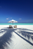 Deck Chairs and Tropical Beach  Maldives  Indian Ocean  Asia