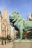 One of Two Iconic Bronze Lion Statues Outside the Art Institute of Chicago  Chicago  Illinois  USA