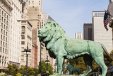 One of Two Iconic Bronze Lion Statues Outside the Art Institute of Chicago  Chicago  Illinois  USA